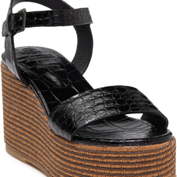 Brunello Cucinelli Croc Embossed
Patent Leather Wedge Sandal NIB - Picture 1 of 7